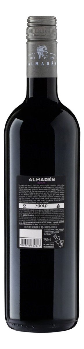 Vinho Almadén tinto merlot garrafa 750mL adega Miolo Wine Group - Imagem 2